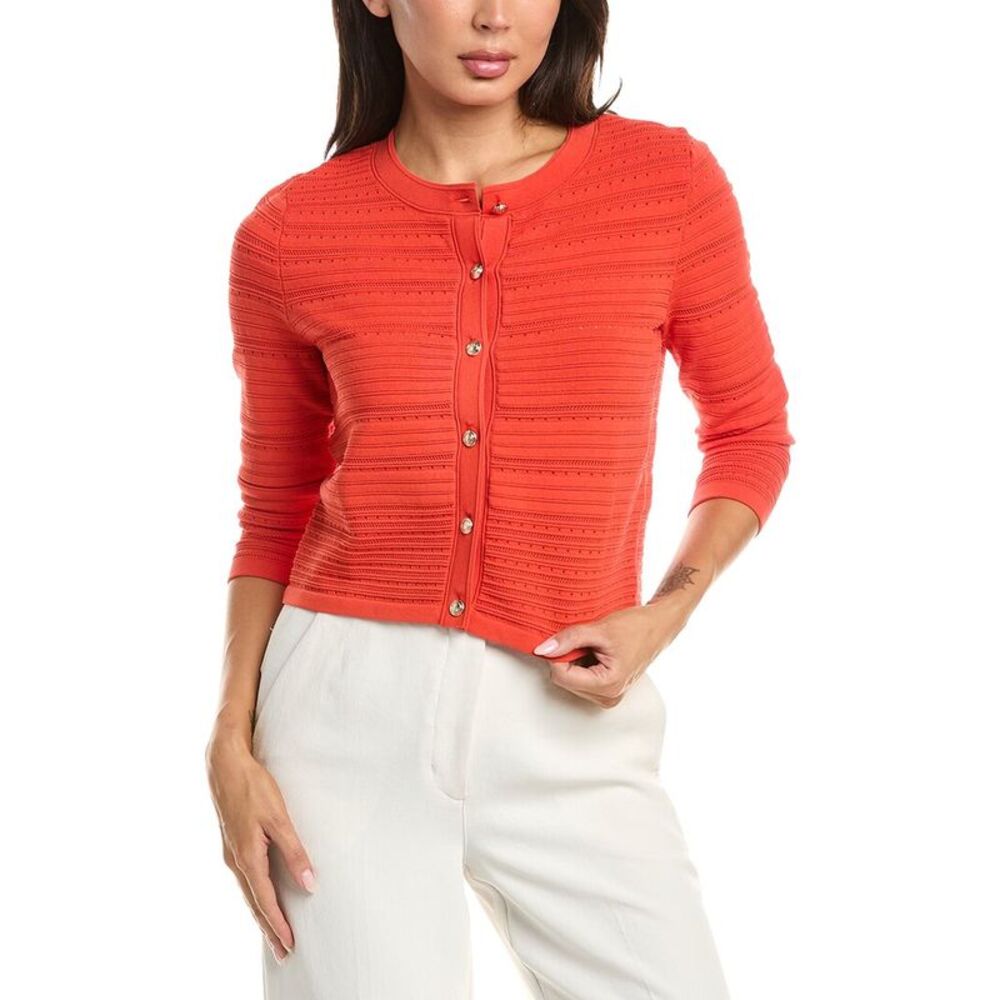 Elie Tahari Womens The Alessandra Cardigan, Orange